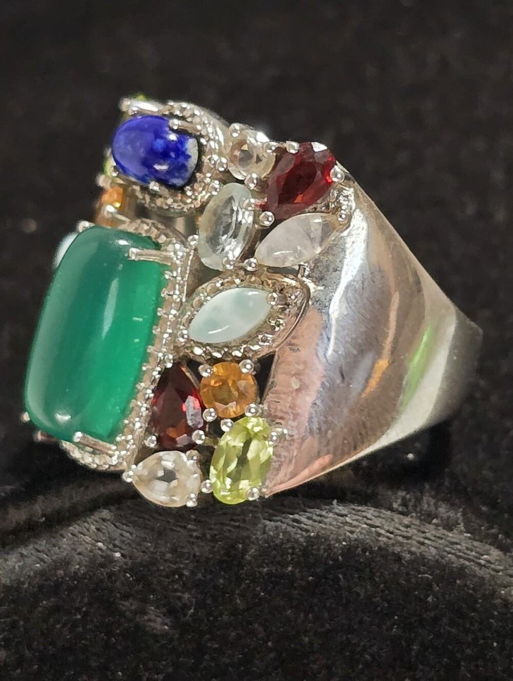 Ross-Simons Sterling Silver Natural multi-gemstone Confetti Ring Size 10 - Picture 9 of 12